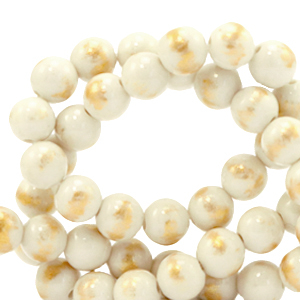 6 mm Perlen Naturstein Beige-gold