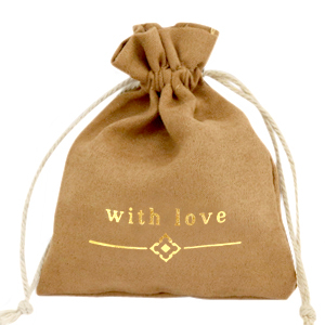 Schmuck Beutel "with love" Light brown-gold