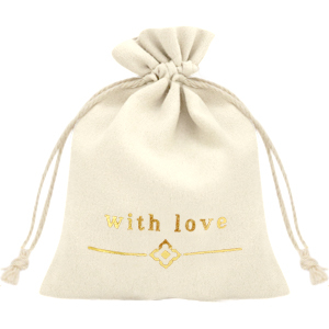 Schmuck Beutel "with love" Off white-gold
