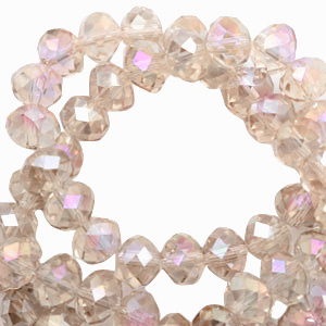 Facetten Top Glas Perlen Rondellen 6x4 mm Champagne-diamond shine coating