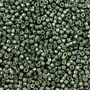 Miyuki Perlen 11/0 delica's Duracoat galvanized steel green DB-2512