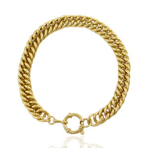 Stainless Steel - Rostfrei Stahl Gliederarmband Rettungsring Verschluss Gold