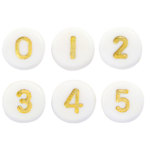 Acryl Buchstaben Mix Zahlen White-gold