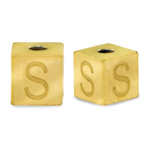 Perlen aus Stainless Steel - Rostfreiem Stahl Buchstaben S Gold