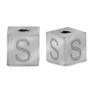 Perlen aus Stainless Steel - Rostfreiem Stahl Buchstaben S Silber