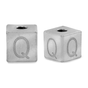 Perlen aus Stainless Steel - Rostfreiem Stahl Buchstaben Q Silber