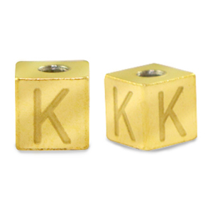 Perlen aus Stainless Steel - Rostfreiem Stahl Buchstaben K Gold