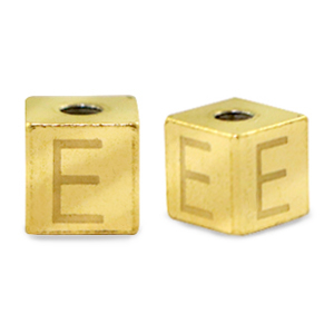 Perlen aus Stainless Steel - Rostfreiem Stahl Buchstaben E Gold