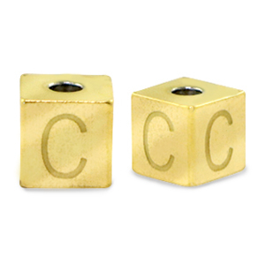 Perlen aus Stainless Steel - Rostfreiem Stahl Buchstaben C Gold