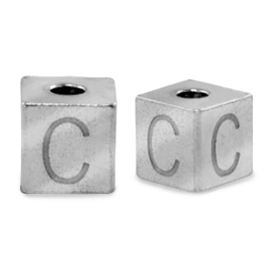 Perlen aus Stainless Steel - Rostfreiem Stahl Buchstaben C Silber