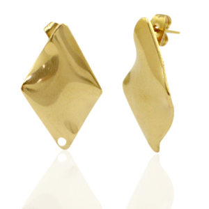 Stainless Steel - Rostfrei Stahl Ohrringe/Ohrstecker Rhombus mit &Ouml;se Gold
