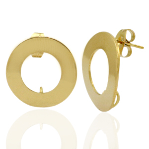Stainless Steel - Rostfrei Stahl Ohrringe / Ohrstecker 18mm mit &Ouml;se Gold