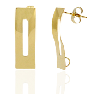 Stainless Steel - Rostfrei Stahl Ohrringe/Ohrstecker Rectangle mit &Ouml;se Gold