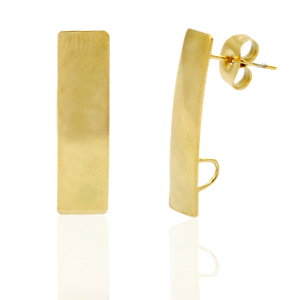 Stainless Steel - Rostfrei Stahl Ohrringe/Ohrstecker Rectangle mit &Ouml;se Gold