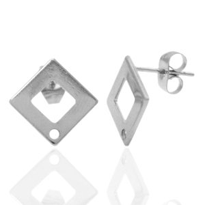 Stainless Steel - Rostfrei Stahl Ohrringe/Ohrstecker Square mit &Ouml;se Silber