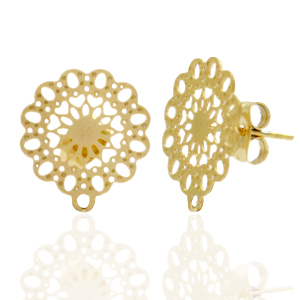 Stainless Steel - Rostfrei Stahl Ohrringe/Ohrstecker Bohemian Flower mit &Ouml;se Gold