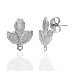 Stainless Steel - Rostfrei Stahl Ohrringe/Ohrstecker Leaf mit &Ouml;se Silber