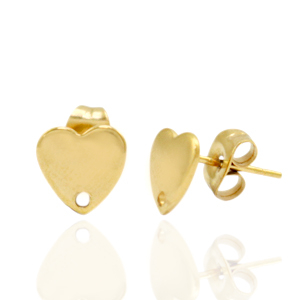 Stainless Steel - Rostfrei Stahl Ohrringe/Ohrstecker Heart mit &Ouml;se Gold