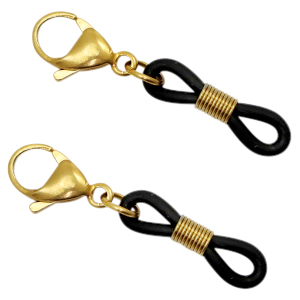 Zubeh&ouml;r aus Stainless Steel - Rostfreiem Stahl Zubeh&ouml;r Brillen Kordel Endst&uuml;ck mit Karabinerverschluss Gold-black