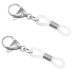 Zubeh&ouml;r aus Stainless Steel - Rostfreiem Stahl Zubeh&ouml;r Brillen Kordel Endst&uuml;ck mit Karabinerverschluss Silber-transparent