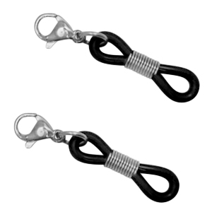 Zubeh&ouml;r aus Stainless Steel - Rostfreiem Stahl Zubeh&ouml;r Brillen Kordel Endst&uuml;ck mit Karabinerverschluss Silber-schwarz