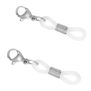 Zubeh&ouml;r aus Stainless Steel - Rostfreiem Stahl Zubeh&ouml;r Brillen Kordel Endst&uuml;ck mit Karabinerverschluss Silber-transparent