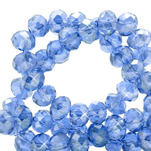 Facetten Top Glas Perlen 4x3 mm Rondellen Cerulean blue-pearl shine coating