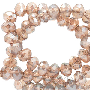 Facetten Top Glas Perlen 4x3 mm Rondellen Champagne beige-pearl shine coating
