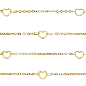 Zubeh&ouml;r aus Stainless Steel - Rostfreiem Stahl Gliederkette Herzen Gold