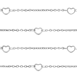 Zubeh&ouml;r aus Stainless Steel - Rostfreiem Stahl Gliederkette Herzen Silber