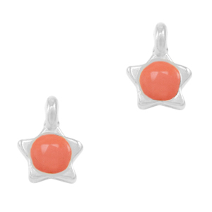 Anh&auml;nger Metall DQ Stern Coral red-antik silber (Nickelfrei)