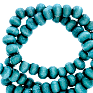 Holz Perlen 6mm rund Cyan blue