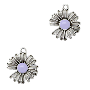 Anh&auml;nger Metall DQ Daisy Antik silber-lilac purple (Nickelfrei)