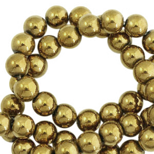 Perlen H&auml;matit rund 6mm Gold