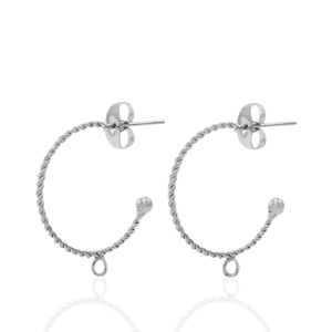 Stainless Steel - Rostfrei Stahl Ohrringe Ohrstecker Creolen mit &Ouml;se Silber