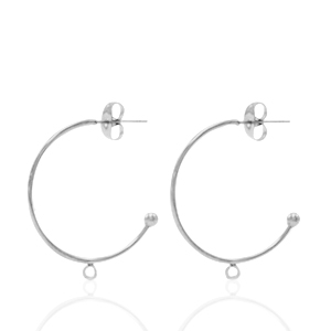 Stainless Steel - Rostfrei Stahl Ohrringe Ohrstecker Creolen mit &Ouml;se Silber