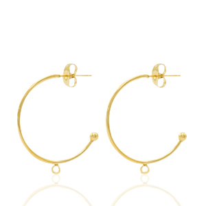 Stainless Steel - Rostfrei Stahl Ohrringe Ohrstecker Creolen mit &Ouml;se Gold