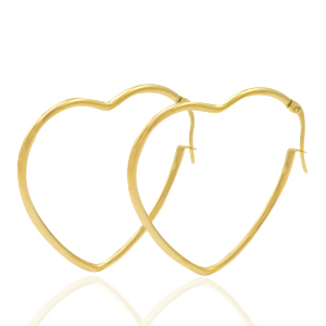 Stainless Steel - Rostfrei Stahl Ohrringe Heart Gold