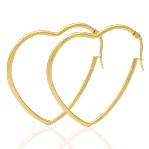 Stainless Steel - Rostfrei Stahl Ohrringe Heart Gold