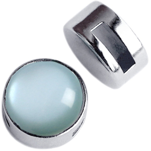 Schieber Metall DQ Cuoio mit Fassung f&uuml;r 12mm Cabochon silber