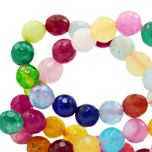 6 mm Perlen Naturstein Jade Facett geschliffen Multicolour