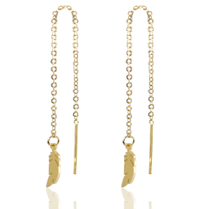 Stainless Steel - Rostfrei Stahl Ohrringe Feather Gold