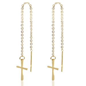 Stainless Steel - Rostfrei Stahl Ohrringe Cross Gold