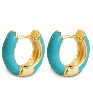 Musthave Ohrringe Creolen Enamel 15mm Turquoise-gold