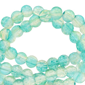 Glas Perlen 4 mm crackle Bleached aqua blue