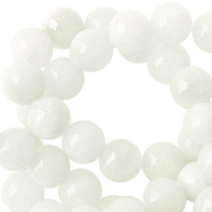 6 mm Perlen Naturstein rund  white  