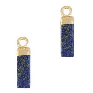 Anh&auml;nger Naturstein Tube Sapphire blue-gold