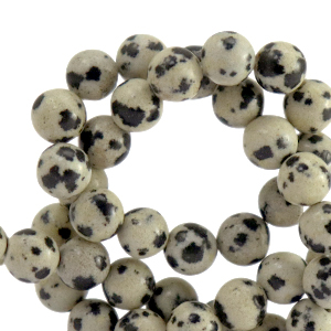 Perlen Naturstein Dalmatiner Jaspis 6mm Greige