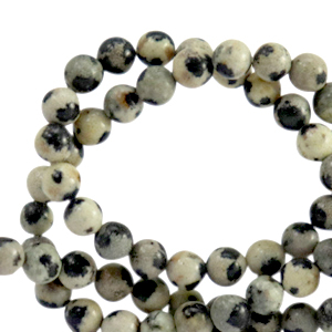 Perlen Naturstein Dalmatiner Jaspis 4mm Greige anthracite