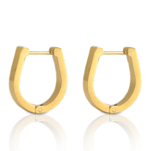 Stainless Steel - Rostfrei Stahl Ohrringe Horseshoe Gold